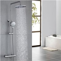 Duschsystem mit Thermostat Regendusche Duschset Brausegarnitur Duscharmatur Thermostat 40℃ mit Versteckter Wasserauslauf Duschstange inkl. von UBEEGOL