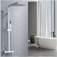 Ubeegol - Thermostatische Duschsäule Duschsystem Höhenverstellbare Duschsäule mit Großer Quadratischer 12-Zoll-Deckenbrause Verchromtes Duschset von UBEEGOL