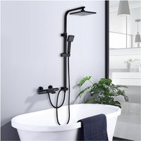 Ubeegol - Trennbar Duschsystem Schwarz mit Wasserfall Badewannenarmatur Duscharmatur Regendusche inkl. Handbrause Überkopfbrause Duschstange Duschset von UBEEGOL