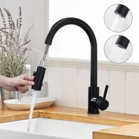 Wasserhahn Küche Schwarz Küchenarmatur mit 2 Strahlen Armatur Küche ausziehbar Spültischarmatur Edelstahl Mischbatterie Küche Hochdruck Armatur von UBEEGOL