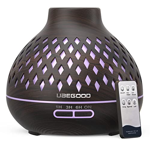 UBEGOOD Aroma Diffuser, 400ml Diffuser Luftbefeuchter, Aroma Essential Oil Diffuserr mit 7 Farben LED Duftöl Diffusers Ätherische Öle Luftbefeuchter Ultraschall für Zuhause, Büro, SPA, Yoga(Schwarz) von UBEGOOD