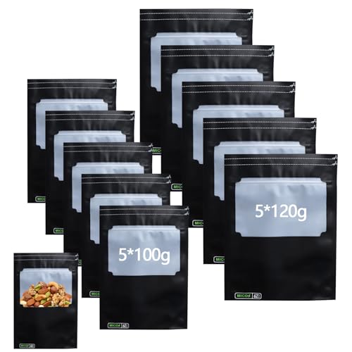 UBERMing 10 Stück Wiederverwendbare Aufbewahrungsbeutel (5 x 100g, 5 x 120g), Dry Ferm Bag mit Geruchskontrolle, UV-Schutz, Lebensmittelbeutel mit Feuchtigkeitskontrolle(58–62%) für Snacks Tee Gewürze von UBERMing