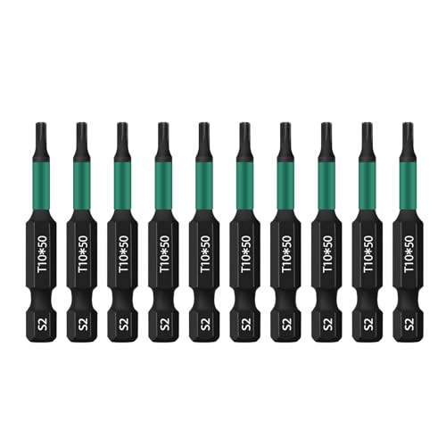 UBESTHS Torx Bit T10, Schraubendreher Bits Set 10 Stück, 1/4" Sechskantschaft, 50mm Länge mit Box von UBESTHS