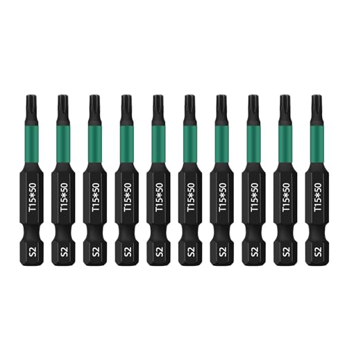 UBESTHS Torx Bit T15, Schraubendreher Bits Set 10 Stück, 1/4" Sechskantschaft, 50mm Länge mit Box von UBESTHS
