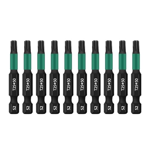 UBESTHS Torx Bit T25, Schraubendreher Bits Set 10 Stück, 1/4" Sechskantschaft, 50mm Länge mit Box von UBESTHS