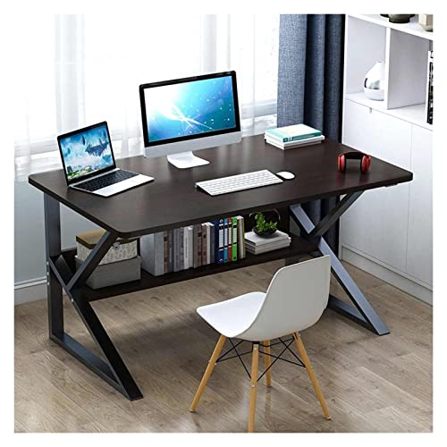 Büro-Schreibtisch, 120 cm, PC-Schreibtisch, Laptop-Schreibtisch, Lerntisch mit Ablagen, großer Holz-Büro-Laptop-Arbeitsplatz, Heim-Gaming-Schreibtisch, robuster PC-Schreibtisch mit Metallrahmen von UBFSNKVX