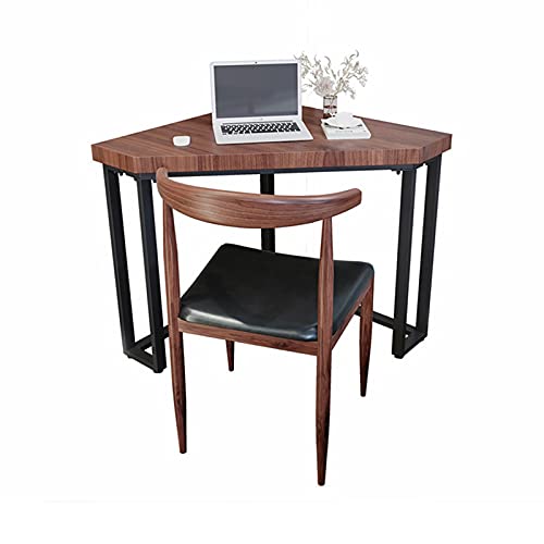Büroschreibtisch, dreieckiger Schreibtisch für Zuhause, Eckschreibtisch aus Kiefernholz, einfacher Eckschreibtisch, stabiler Metallrahmen mit verstellbarem Fußpolster, brauner Retro-PC-Schreibtis von UBFSNKVX