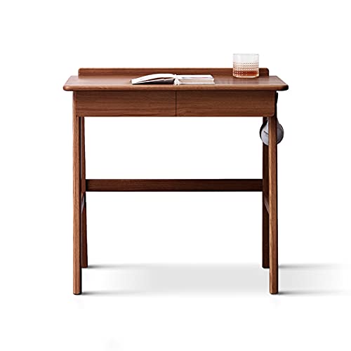 Computertisch Moderner einfacher Schreibtisch aus Eichenholz, multifunktionaler Schreibtisch, kompakter Arbeitsschreibtisch mit Kabelloch, Schublade und Hängestange, Haushalts-Schminktisch aus Ho von UBFSNKVX