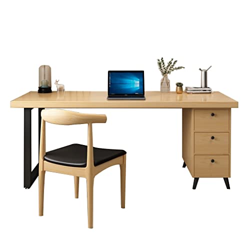 UBFSNKVX 5 cm Dickes Massivholz-Computertisch- und Stuhl-Set, Arbeitstisch aus Schmiedeeisen für das Heimbüro von UBFSNKVX