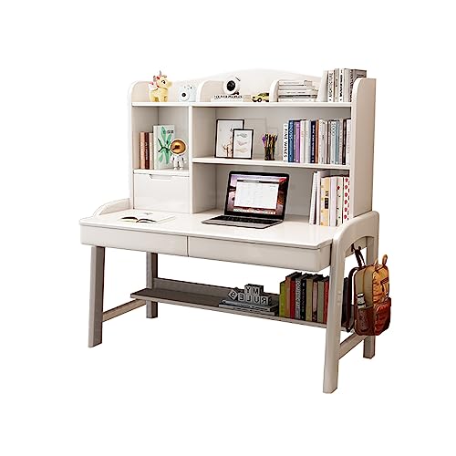 UBFSNKVX Computertisch, komplett aus Massivholz, Schreibtisch für Zuhause, Bücherregal, EIN Tisch, Schlafzimmer, Kinderarbeitstisch, PC-Tisch, Laptop-Schreibtisch von UBFSNKVX