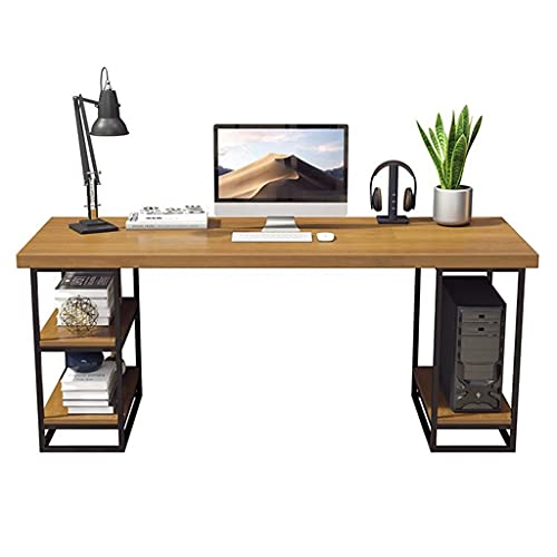 UBFSNKVX Computertisch aus massivem Holz, Schmiedeeisen, moderner Home-Office-Schreibtisch, Notebook-Werkbank, einfach zu montieren von UBFSNKVX