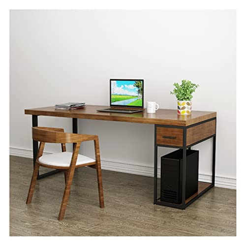 UBFSNKVX Kaffeefarbenes Massivholz-Computertisch- und Stuhl-Set, einfach zu montierender Arbeitstisch, Bürotisch, Konferenztisch von UBFSNKVX
