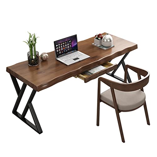 UBFSNKVX Massivholz-Computertisch und Stuhl-Set, Home-Office-Konferenztisch, persönlicher Arbeitstisch, schmiedeeiserner Tisch von UBFSNKVX