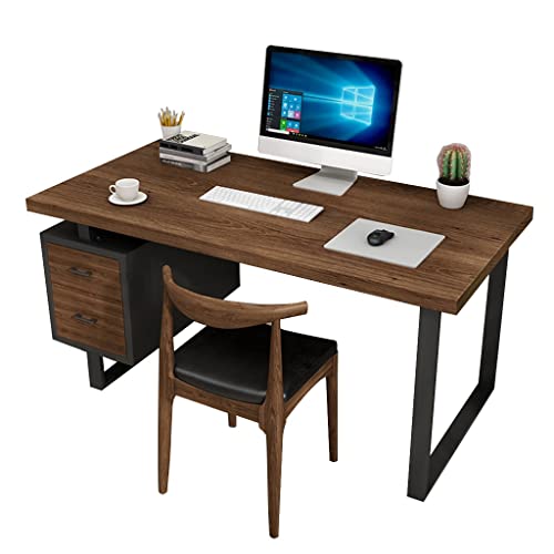 UBFSNKVX Massivholz-Computertisch und Stuhl-Set, Schmiedeeisen-Schreibtisch im Industriestil mit Aufbewahrungsschubladen, einfach zu montieren von UBFSNKVX