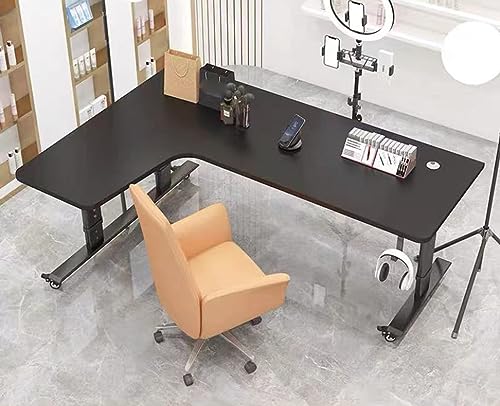 UBFSNKVX Moderner Schreibtisch für das Heimbüro, Eck-Gaming-Computer-Büroschreibtisch, beweglicher, anhebbarer Computertisch, Netz, roter Ecktisch von UBFSNKVX