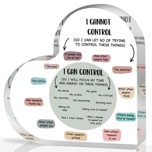 Dekoration für psychische Gesundheit, Dekoration für Therapie, Büro, Schule, Berater, Schild, "Things I Can Control", Acryl-Herz-Geschenke, Therapeuten, Büro, Kunstdekorationen für Therapeuten, Büro, von UBLURO