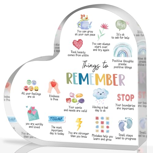 AmazonBasics Mental Health Gifts: Heart Acrylic Sign for Therapy Office & School Counselor - Mindfulness Decor von UBLURO
