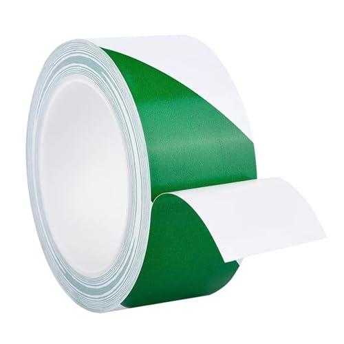 UBOHUZ 2 Rollen 33,0 m x 50 mm selbstklebendes PVC-Klebeband Bodenschutzmarkierung Warnbänder Gefahrenspur Sicherheitsrohr Warnband für Außenbereich(Green White) von UBOHUZ