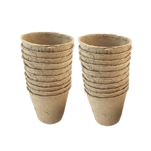 UBOHUZ Abbaubare Anzuchttöpfe 10/20/30 Stück Blumentöpfe Torfpflanztöpfe Biologisch abbaubarer Pappbecher 8x8cmx5.5cm for Pflanzenstarter-Starttablett(Light Brown-20PCS) von UBOHUZ