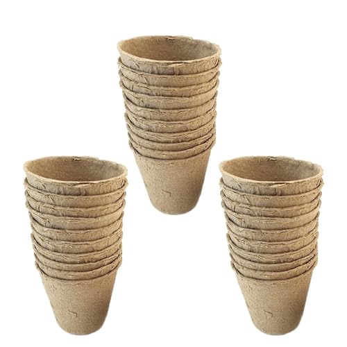UBOHUZ Abbaubare Anzuchttöpfe 10/20/30 Stück Blumentöpfe Torfpflanztöpfe Biologisch abbaubarer Pappbecher 8x8cmx5.5cm for Pflanzenstarter-Starttablett(Light Brown-30PCS) von UBOHUZ