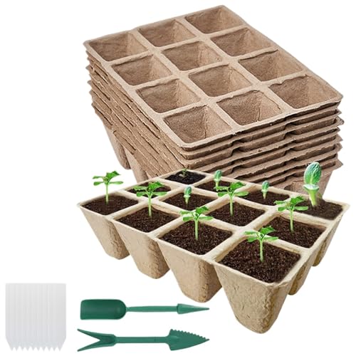 UBOHUZ Abbaubare Anzuchttöpfe 10/50 stücke Samen Starter Tablett Pflanzen Wachsen Tablett Abbaubar Sämling Keimung Starter Tablett for Blume Gemüse(Brown-10pcs) von UBOHUZ