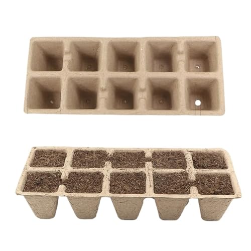 UBOHUZ Abbaubare Anzuchttöpfe 10 loch/12 Loch Biologisch Abbaubar Sämlinge Box for Samen Keimen Tablett Garten Gewächshaus Pflanzen Transplantation Wachsen Topf(10 Hole-Small) von UBOHUZ