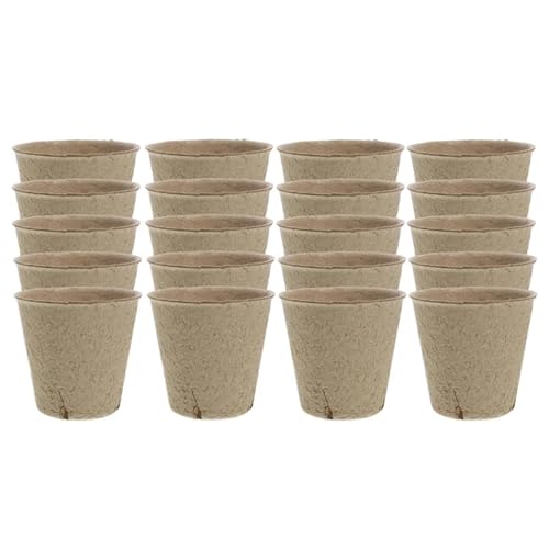 UBOHUZ Abbaubare Anzuchttöpfe 20-160PCS Samen Kindergarten Tasse Wachsenden Topf Tablett Pflanzer Papier Wachsen Anlage Starter Blume Kraut Biologisch Abbaubar(Brown-20PCS) von UBOHUZ