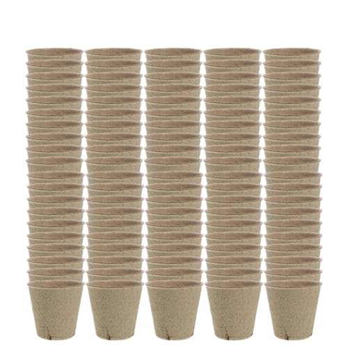 UBOHUZ Abbaubare Anzuchttöpfe 20-200PCS Samen Kindergarten Tasse Wachsenden Topf Tablett Pflanzer Papier Wachsen Anlage Starter Blume Kraut Biologisch Abbaubar(Brown-100PCS) von UBOHUZ