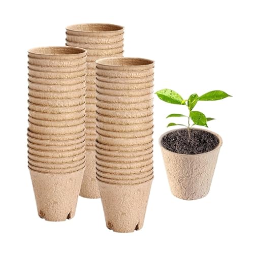UBOHUZ Abbaubare Anzuchttöpfe 50Pcs Biologisch Abbaubar Sämling Töpfe Gemüse Sämlinge Anlage Wachsen Box Blumentopf Garten Werkzeuge(Brown) von UBOHUZ