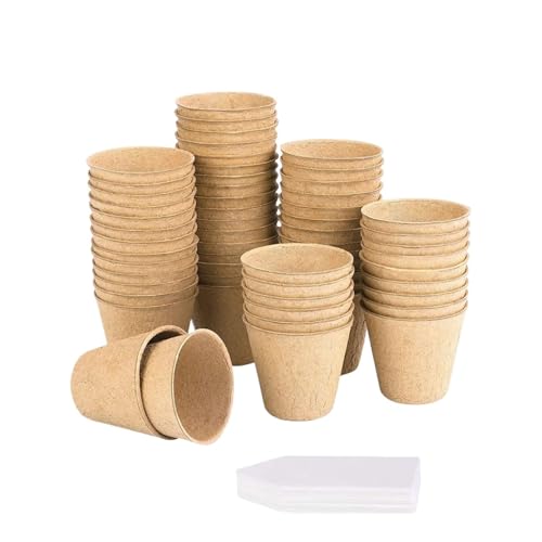 UBOHUZ Abbaubare Anzuchttöpfe 60PCS Samen Kindergarten Tasse Wachsenden Topf Tablett Pflanzer Papier Wachsen Anlage Starter Blume Kraut Biologisch Abbaubar von UBOHUZ