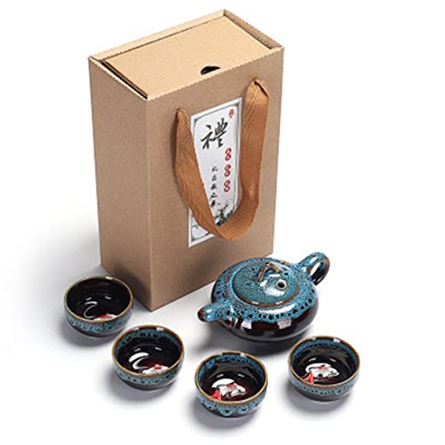 Chinesische Keramik Teekanne 1 Set Wasserkocher Teetasse für Puer Chinesische Teekanne Tragbares Kung Fu Teeset Drinkware Teetasse & Untertasse Sets von UBPJETN