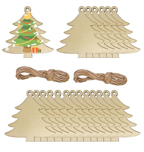 Holzanhänger zum Bemalen Weihnachten, 20Pcs Weihnachtsbaum Deko Holz, DIY Weihnachtsdekoration Holz, Holz Basteln Kinder Weihnachten, Christbaumschmuck zum Bemalen, Weihnachtsdekorationen, Winterdeko von UBRAVE