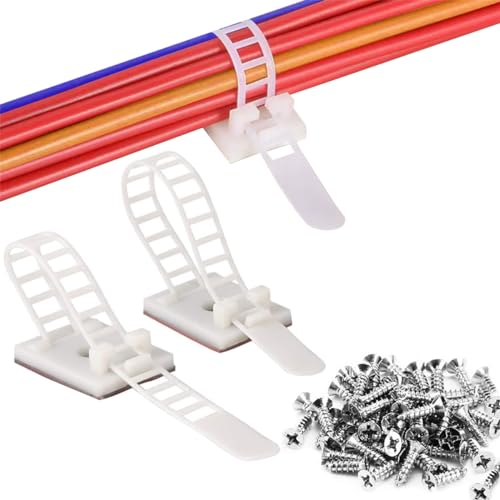 Kabelclips Kabelklemmen, Kabelhalter - 50 Stück(2 Größen), Selbstklebende Kabelbefestigung mit Klebstoff Unterlage, 3M Selbstklebende Kabelklemmen für Kabelmanagement am Schreibtisch im Home, Office von UBRAVE