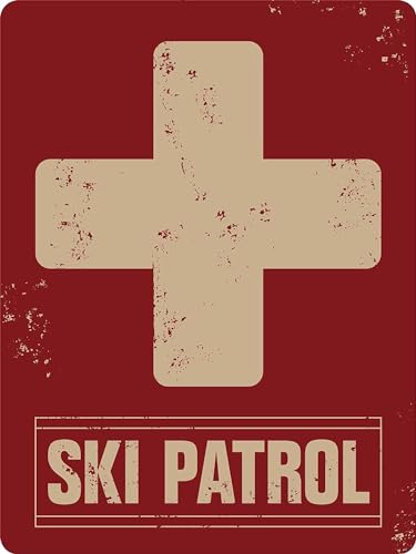 UBVJED Lustiges Metall-Blechschild Ski Patrol Retro Wanddekoration Garten Metallschild Vintage Heimdekoration Rustikale Aluminium-Blechschilder Wandkunst Metallposter für Garage Bar 20,3 x 30,5 cm von UBVJED