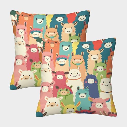 UBZKJDEUI Alpaka 2er Set Kissenbezug Zierkissen Zierkissenbezüge für Sofa Schlafzimmer Wohnzimmer Auto Zuhause Dekoration 45x45cm von UBZKJDEUI