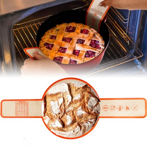 UBeesize Verdickte Silikon-Brotschlinge, wiederverwendbare Sauerteig-Brotbackmatte für Dutch Oven 2–8 Qrt, antihaftbeschichtet, leicht zu reinigen, mit extra langen Griffen, Brotbackblecheinlage von UBeesize