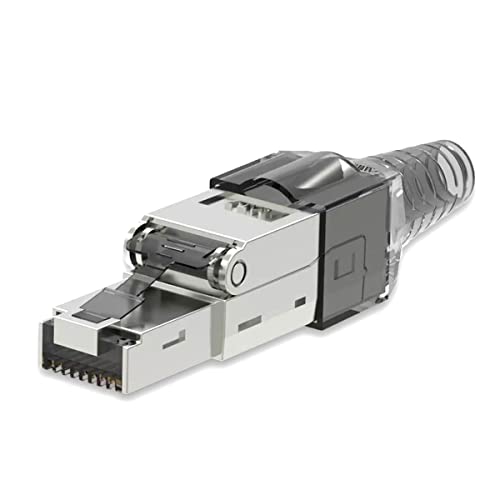 UC-Express Netzwerkstecker CAT7 RJ45-1x RJ45 Netzwerk Stecker Grau Steckverbinder - werkzeuglos - geschirmt - mit Zugentlastung - CAT 7 CAT7a LAN Netzwerkkabel von UC-Express