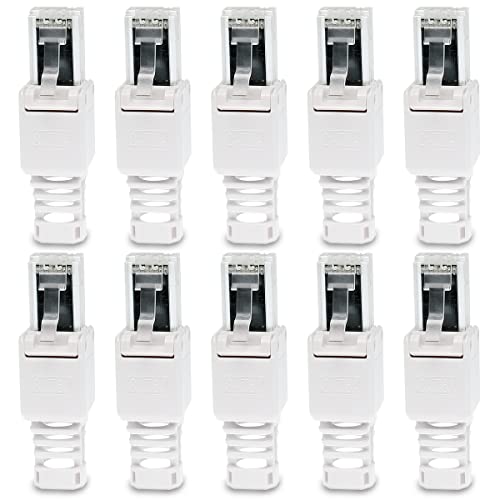 UC-Express CAT 6a RJ45 Netzwerkstecker - 10x RJ45 Netzwerk Stecker Steckverbinder - mit Zugentlastung - werkzeuglos - CAT 6 CAT6a LAN Netzwerkkabel von UC-Express