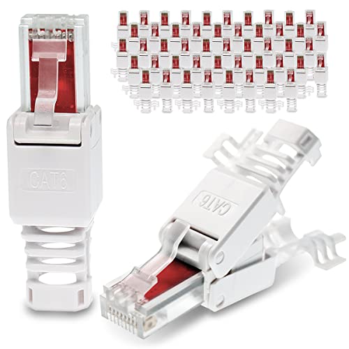 UC-Express CAT 6 RJ45 Netzwerkstecker - 100x RJ45 Netzwerk Stecker Steckverbinder - mit Zugentlastung - werkzeuglos - CAT6 CAT6a LAN Netzwerkkabel von UC-Express