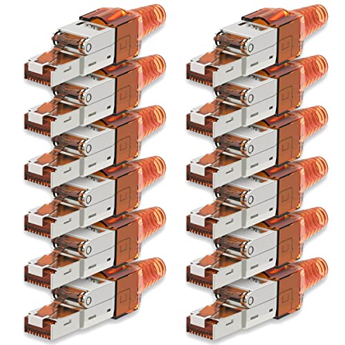 12 Stück Netzwerkstecker Cat 7 werkzeuglos CAT7 CAT7A RJ45 LAN UTP Kabel Stecker ohne Werkzeug werkzeugfrei CAT6a CAT6 CAT5 Verlegekabel Patchkabel Netzwerkkabel Toolless Modular Plug Connector von UC-Express