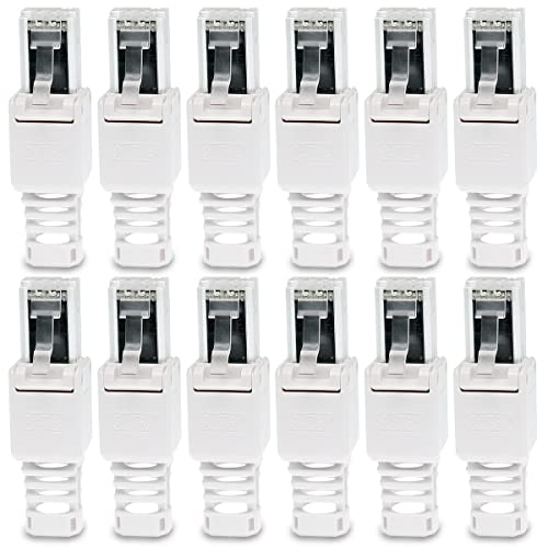 12 Stück Netzwerkstecker werkzeuglos CAT6A RJ45 LAN UTP Kabel Stecker ohne Werkzeug werkzeugfrei CAT6 CAT5 CAT7 Verlegekabel Patchkabel Netzwerkkabel Toolless Modular Plug Connector Crimpstecker von UC-Express