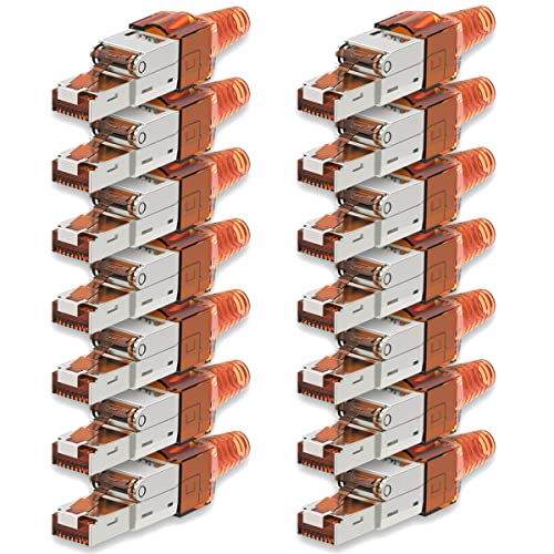 UC-Express Netzwerkstecker CAT7 RJ45-14x RJ45 Netzwerk Stecker Steckverbinder - werkzeuglos - geschirmt - mit Zugentlastung - CAT 7 CAT7a LAN Netzwerkkabel von UC-Express