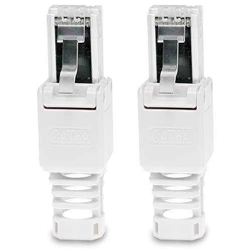 2 Stück Netzwerkstecker werkzeuglos CAT6A RJ45 LAN UTP Kabel Stecker ohne Werkzeug werkzeugfrei CAT6 CAT5 CAT7 Verlegekabel Patchkabel Netzwerkkabel Toolless Modular Plug Connector Crimpstecker von UC-Express