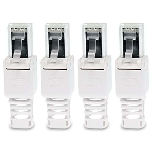 4 Stück Netzwerkstecker werkzeuglos CAT6A RJ45 LAN UTP Kabel Stecker ohne Werkzeug werkzeugfrei CAT6 CAT5 CAT7 Verlegekabel Patchkabel Netzwerkkabel Toolless Modular Plug Connector Crimpstecker von UC-Express