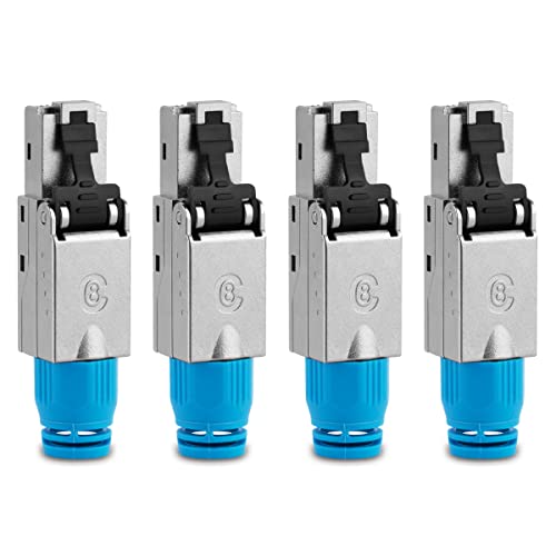 UC-Express Netzwerkstecker CAT 8 RJ45-4X RJ45 Stecker Steckverbinder - werkzeuglos - geschirmt - mit Zugentlastung - CAT8 CAT8.1 LAN Netzwerkkabel Stecker von UC-Express