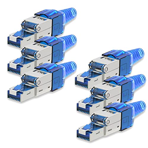 6 Stück Netzwerkstecker Cat 7 werkzeuglos CAT7 CAT7A RJ45 LAN UTP Kabel Stecker Blau ohne Werkzeug werkzeugfrei CAT6a CAT6 CAT5 Verlegekabel Patchkabel Netzwerkkabel Toolless Modular Plug von UC-Express