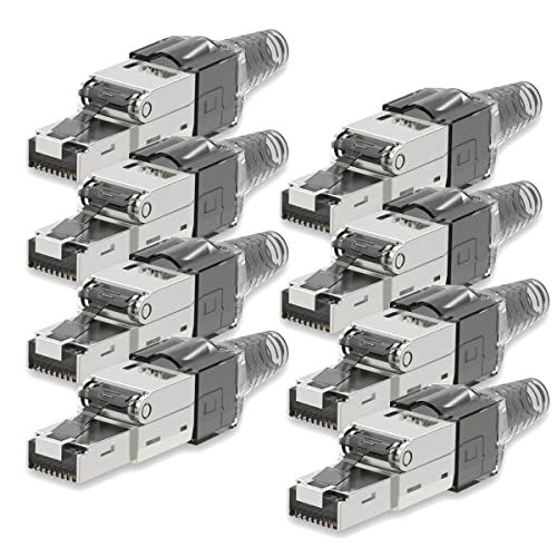 8 Stück Netzwerkstecker Cat 7 werkzeuglos CAT7 CAT7A RJ45 LAN UTP Kabel Stecker Grau ohne Werkzeug werkzeugfrei CAT6a CAT6 CAT5 Verlegekabel Patchkabel Netzwerkkabel Toolless Modular Plug von UC-Express