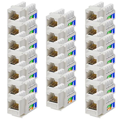UC-Express 20x Keystone Jack Modul für CAT6 Kabel bis 10 Gbit/s mit Verschluss Werkzeuglos STP RJ45 Buchse Netzwerkkabel Verbinder Patchpanel Netzwerkdose von UC-Express