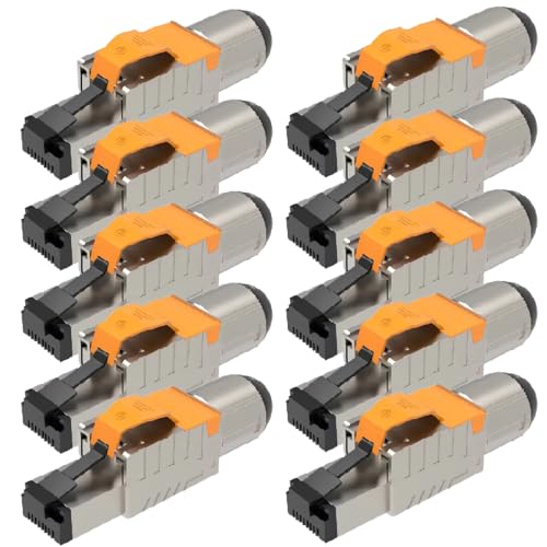 UC-Express Netzwerkstecker CAT 8 RJ45-10x RJ45 Stecker Steckverbinder - werkzeuglos - geschirmt - mit Zugentlastung - CAT8 CAT8.1 LAN Netzwerkkabel Stecker von UC-Express