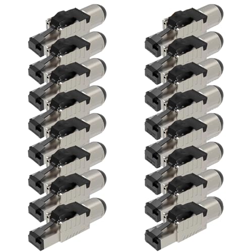 UC-Express Netzwerkstecker CAT 8 RJ45-16x RJ45 Stecker Schwarz Steckverbinder - werkzeuglos - geschirmt - mit Zugentlastung - CAT8 CAT8.1 LAN Netzwerkkabel Stecker von UC-Express